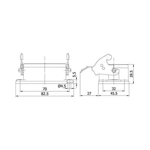 6x16A  Alüminyum Gövdeli Metal Mandallı 6P+E 400V IP65 Makine Prizi - Mete Enerji - 403090S
