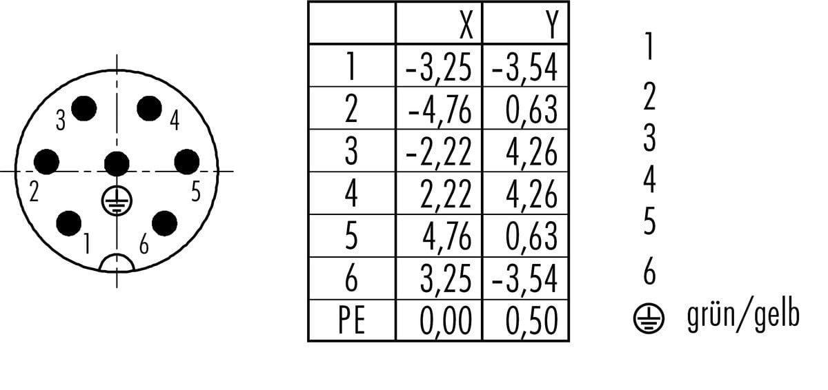 99 4225 00 07 Binder IP67 7 Pin Erkek Konnektör