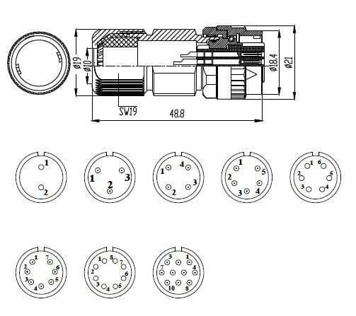 DK182-2A Servo Motor Konnektörü 2 Pin Dişi Seyyar Soket