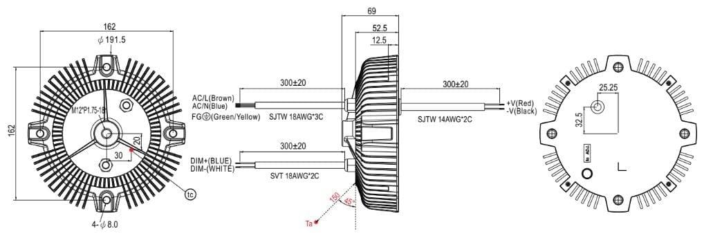 HBG-240-24A, Ayarlanabilir LED Sürücü, MeanWell 24VDC 10A 240W
