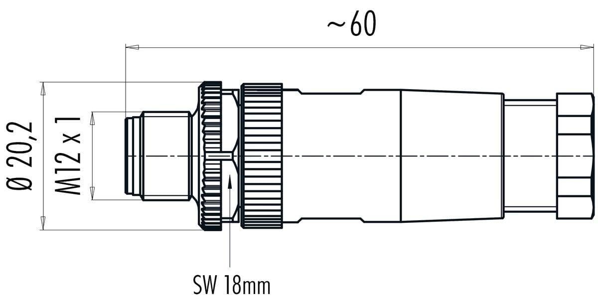 M12 5 Pinli Erkek Konnektör, Binder 99 0437 14 05
