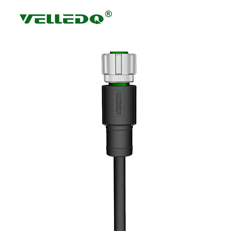 M12 8 Pin Dişi Düz 10 Mt. Kablolu Konnektör - Sensör Kablosu Velledq M12-F08T-10.0PVC/BK