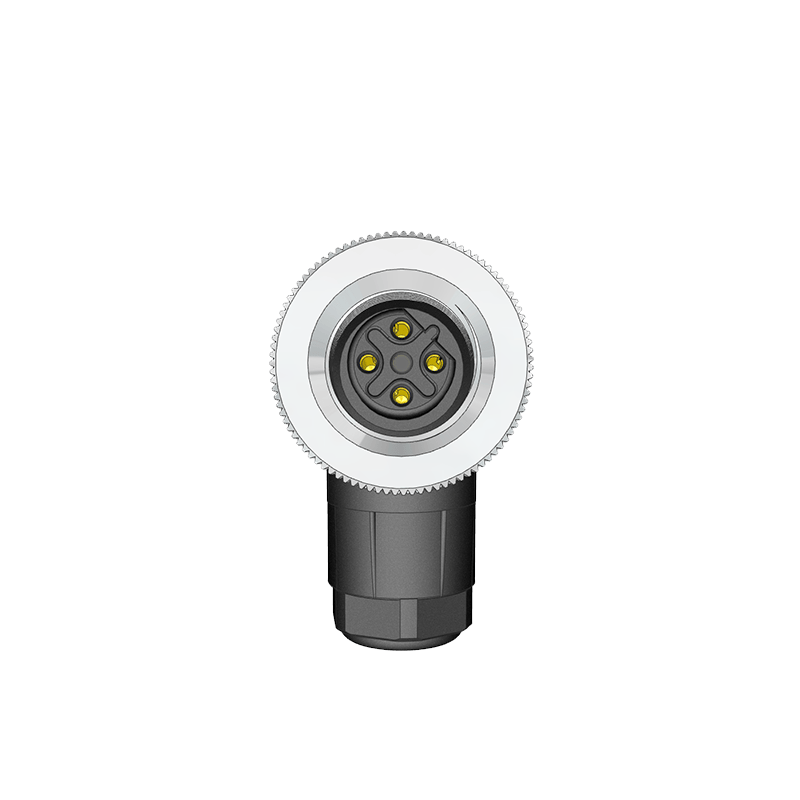 M12 B Code 4 Pin Dişi 90° Açılı Konnektör - Velledq M12-BF04S