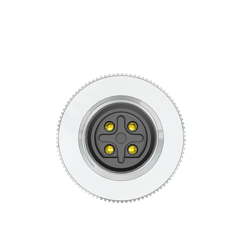 M12 B Code 4 Pin Dişi Düz Konnektör - Velledq M12-BF04T