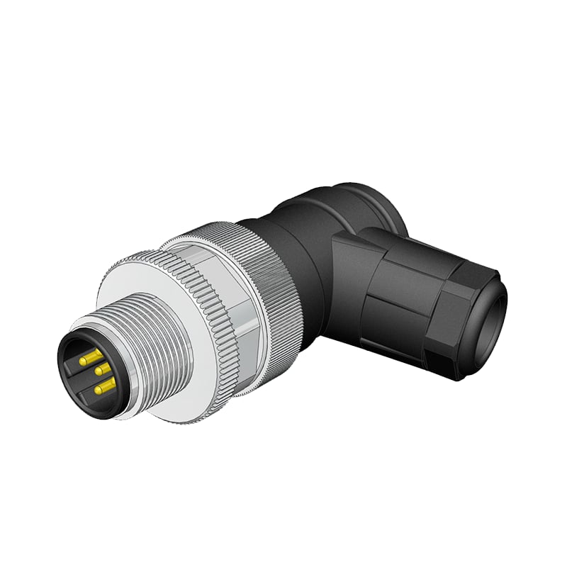 M12 B Code 4 Pin Erkek 90° Açılı Konnektör - Velledq M12-BM04S