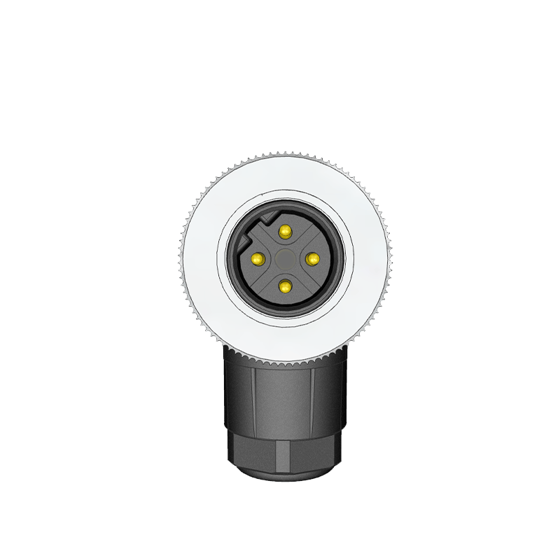 M12 B Code 4 Pin Erkek 90° Açılı Konnektör - Velledq M12-BM04S