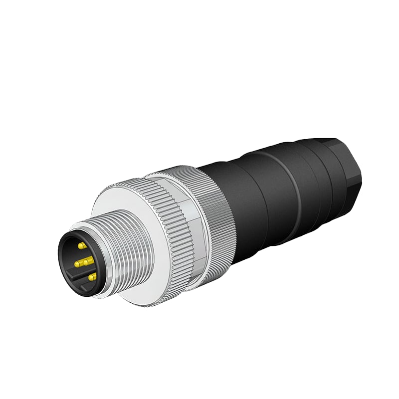 M12 B Code 4 Pin Erkek Düz Konnektör - Velledq M12-BM04T