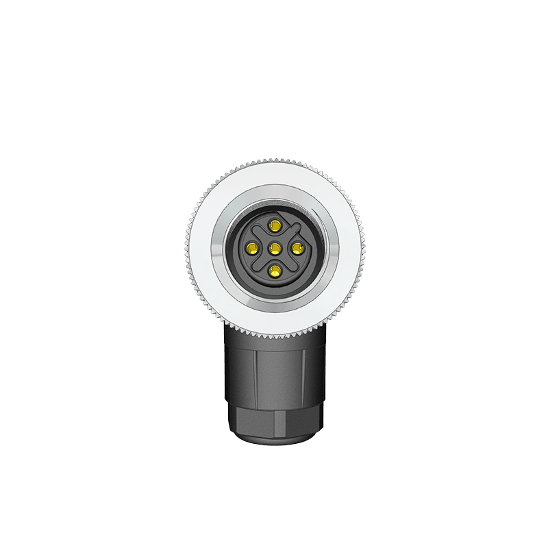 M12 B Code 5 Pin Dişi Açılı 90° Konnektör - Velledq M12-BF05S