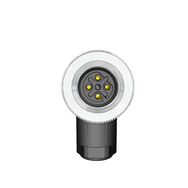 M12 D Code 4 Pin Dişi Açılı 90° Konnektör - Velledq M12-DF04S
