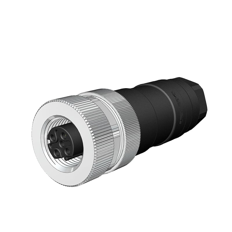 M12 D Code 4 Pin Dişi Düz Konnektör - Velledq M12-DF04T