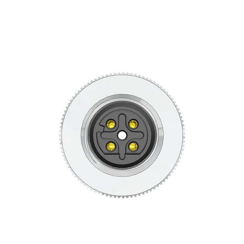M12 D Code 4 Pin Dişi Düz Metal Konnektör - Velledq M12P-DF04T