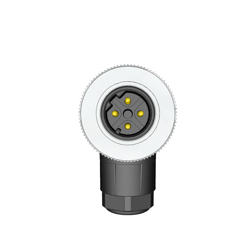 M12 D Code 4 Pin Erkek Açılı 90° Konnektör - Velledq M12-DM04S