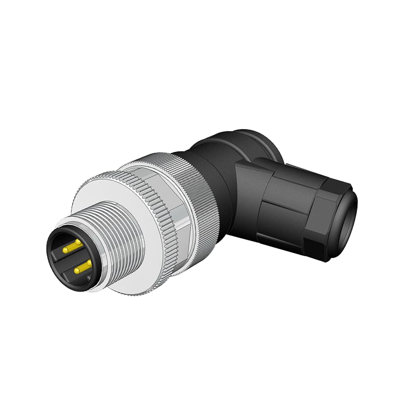 M12 D Code 4 Pin Erkek Açılı 90° Konnektör - Velledq M12-DM04S