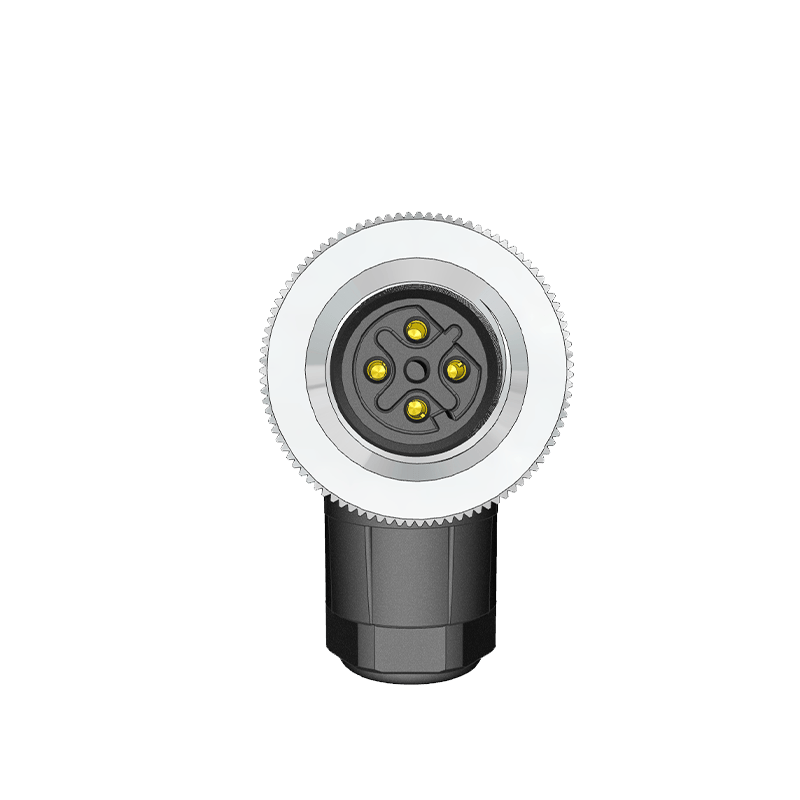 M12 D Code 5 Pin Dişi Açılı 90° Konnektör - Velledq M12-DF05S