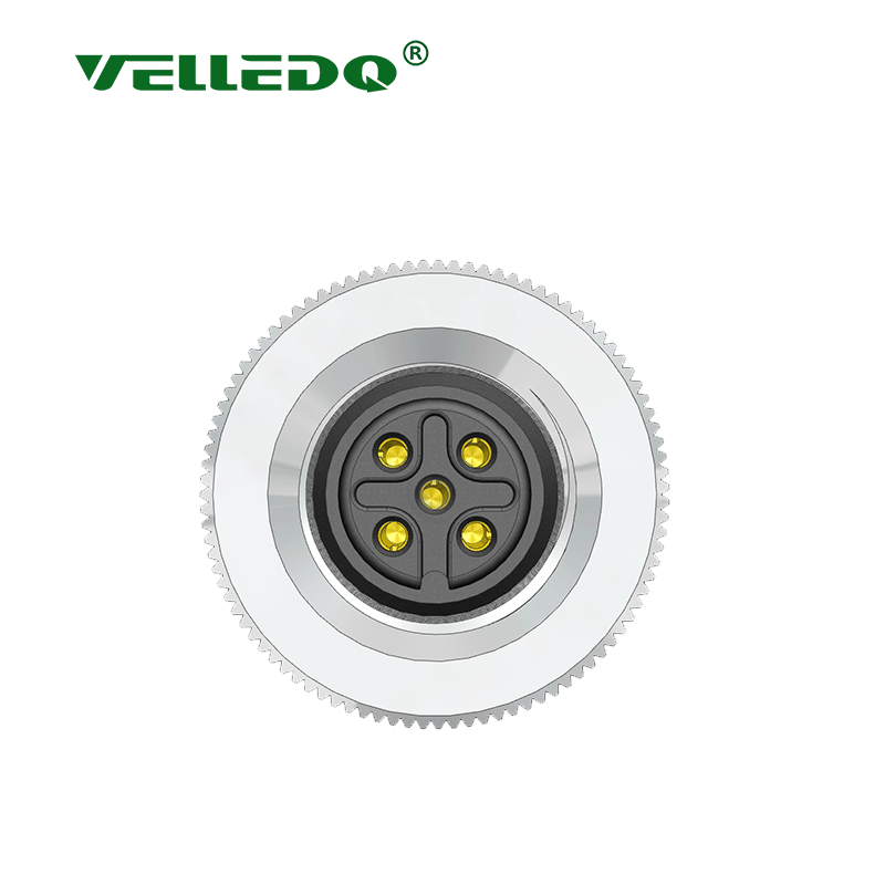 M12-F05T - M12 5 Pin Dişi Düz Konnektör - Velledq