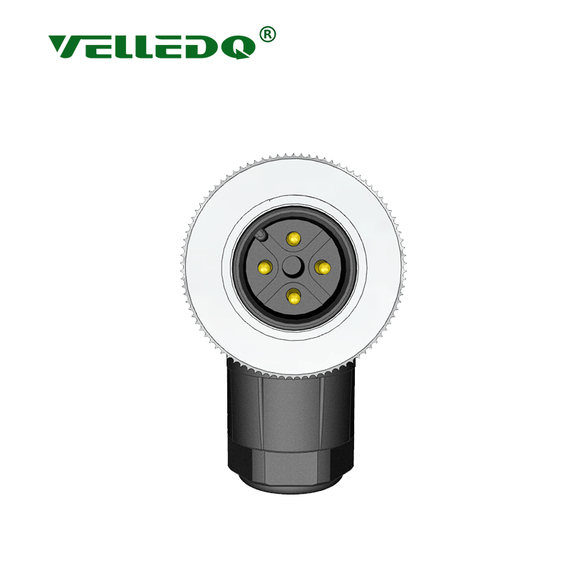M12-M04S - M12 4 Pin Erkek Açılı 90 Derece Konnektör - Velledq