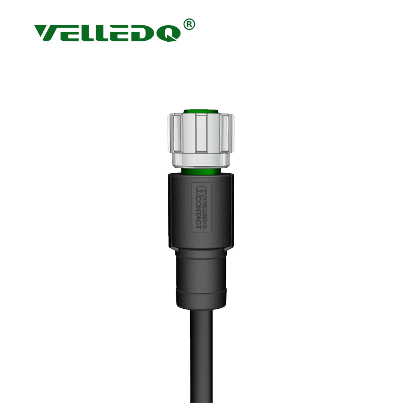 M8 3 Pin Dişi Düz 5 Mt. Kablolu Konnektör - Sensör Kablosu Velledq M8-F03T-5.0PVC/BK
