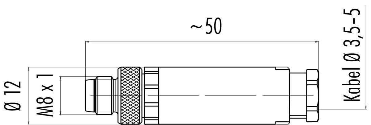 M8 3 Pinli Erkek Konnektör, Binder 99337910003