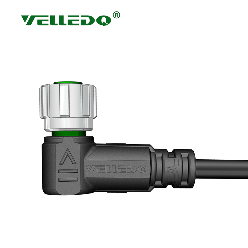 M8 4 Pin Dişi 90° Açılı 5 Mt. Kablolu Konnektör - Sensör Kablosu Velledq M8-F04S-5.0PVC/BK