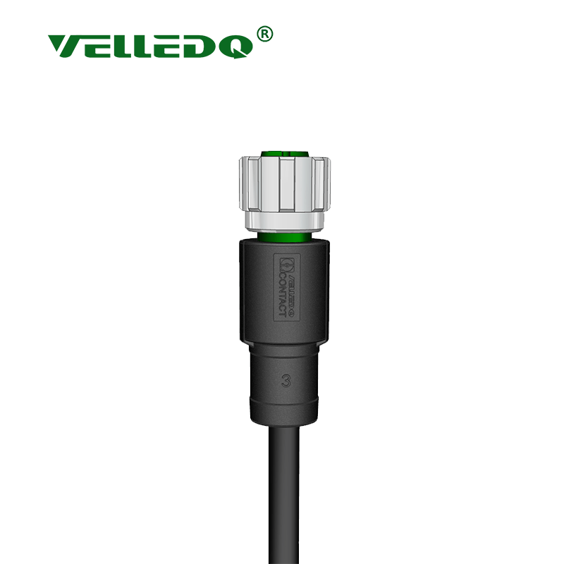M8 4 Pin Dişi Düz 5 Mt. Kablolu Konnektör - Sensör Kablosu Velledq M8-F04T-5.0PVC/BK