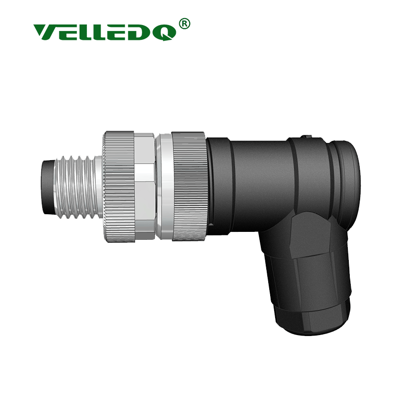 M8-M04S - M8 4 Pin Erkek 90° Açılı Konnektör - Velledq