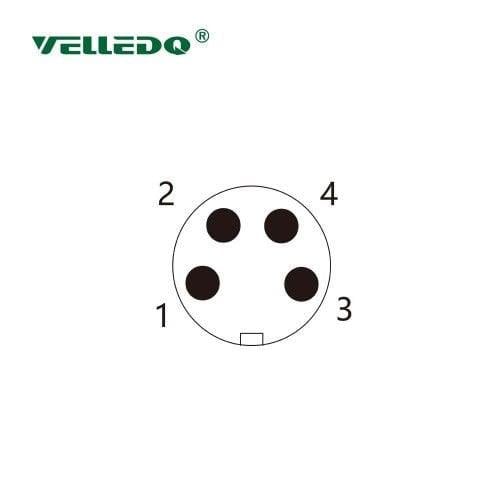 M8P-M04T - M8 4 Pin Erkek Düz Metal Konnektör - Velledq