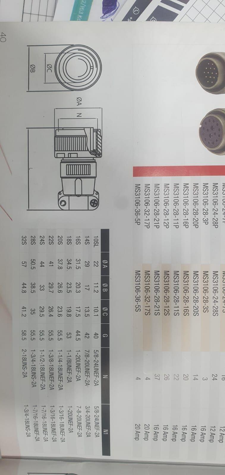 MS3106 14S-6S 6 Pinli Kablo Tipi Dişi Askeri Konnektör