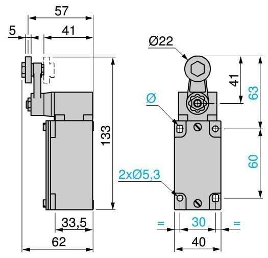 XCKJ10513 Hareketli Kollu Metal Makaralı Limit Switch