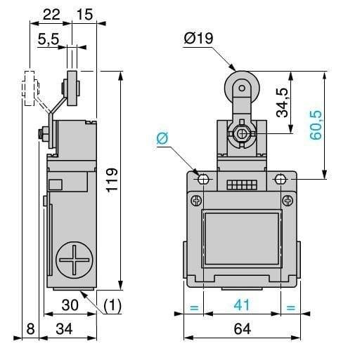 XCKM115 Açısal Hareketli Makaralı Limit Switch