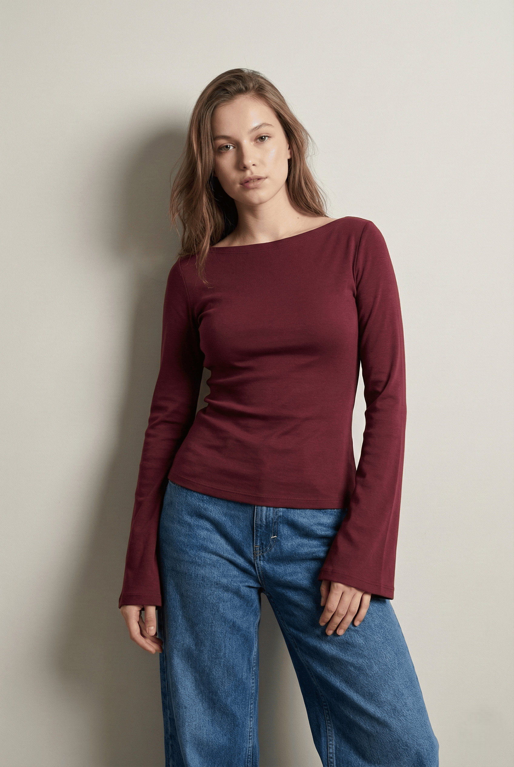 Beja Kadın Soft Touch Ispanyol Uzun Kollu Kayık Yaka Thermal (TERMAL) Bluz & Top - Bordo