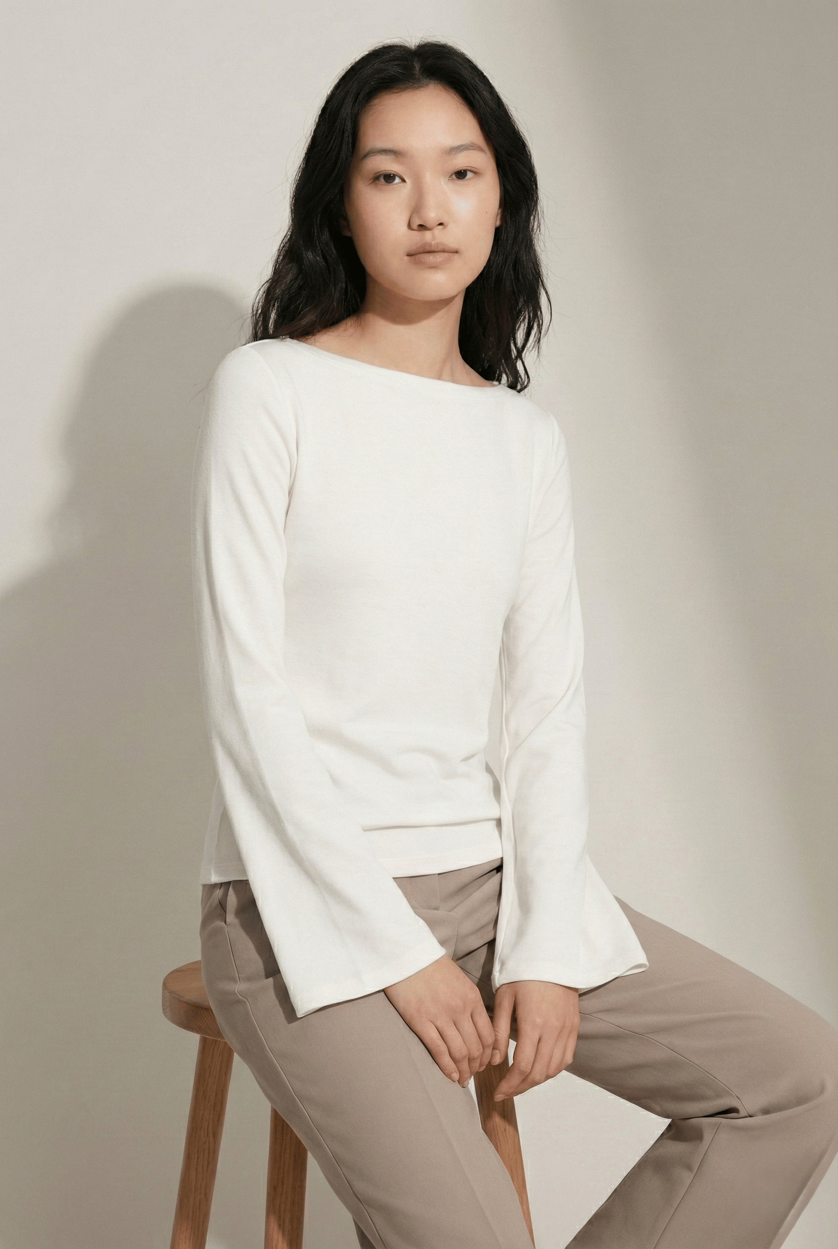 Beja Kadın Soft Touch Ispanyol Uzun Kollu Kayık Yaka Thermal (TERMAL) Bluz & Top - Ekru
