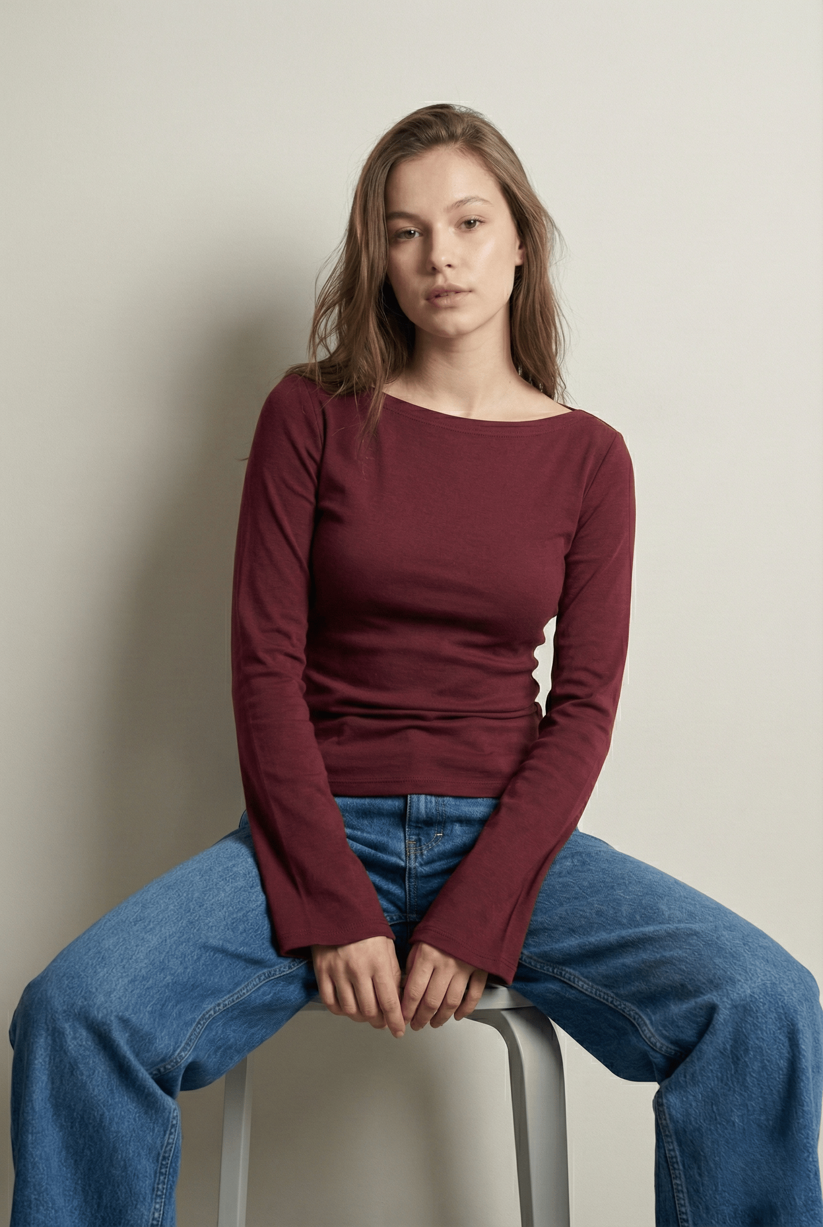 Beja Kadın Soft Touch Ispanyol Uzun Kollu Kayık Yaka Thermal (TERMAL) Bluz & Top - Bordo
