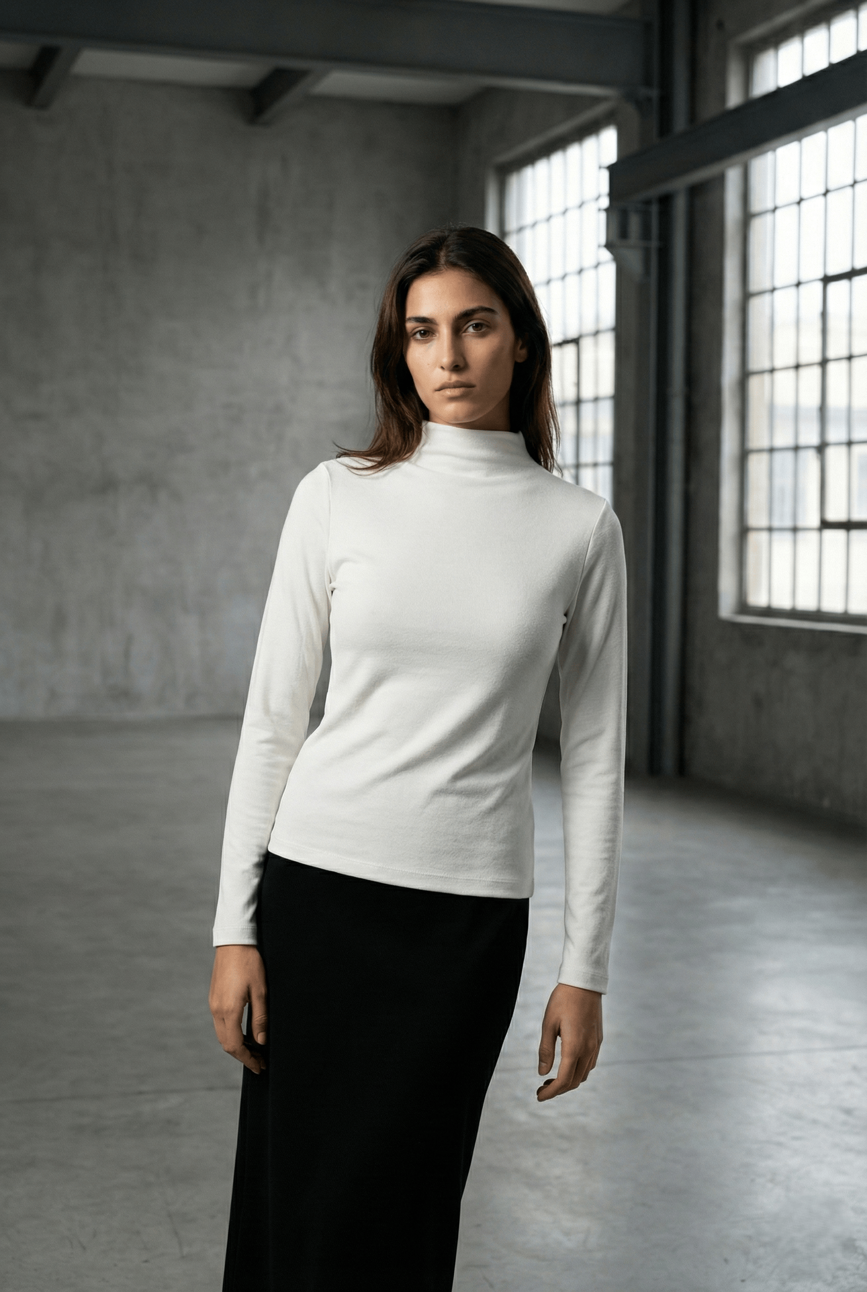 Lago Kadın Ekru Ultra Soft Touch Içe Kıvrık Yarım Balıkçı Uzun Kollu Thermal Bluz & Top & Kazak