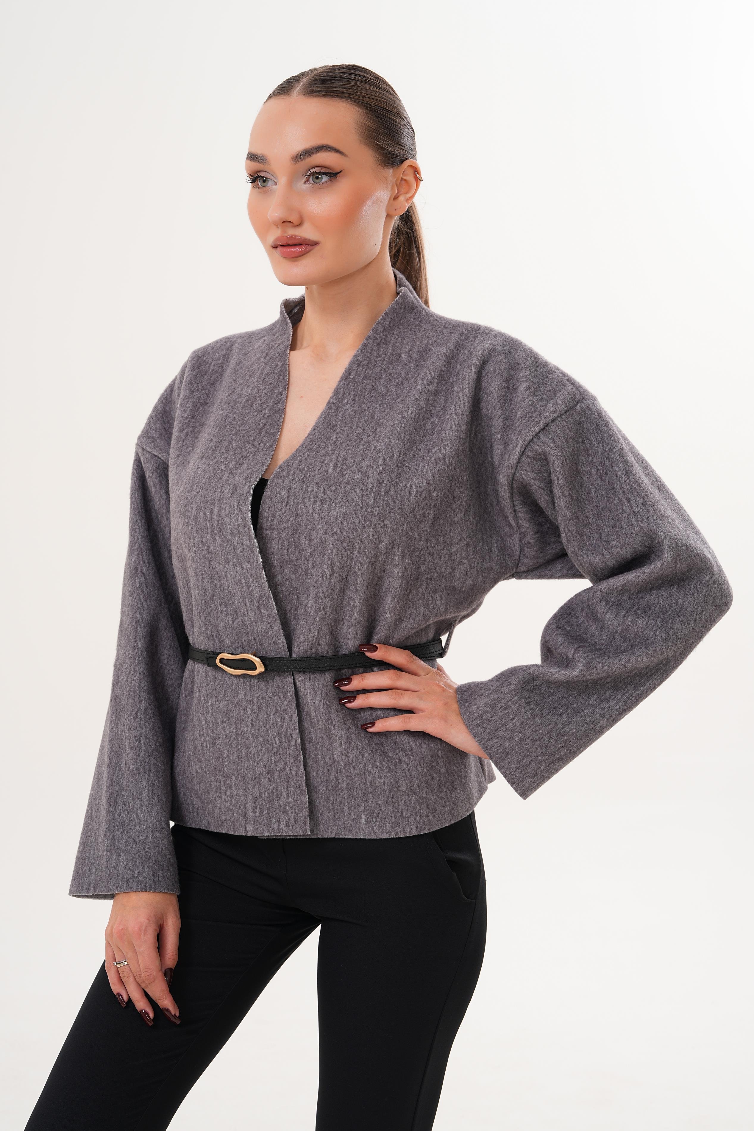Kuşak Detaylı Minimalist Modern Blazer Ceket