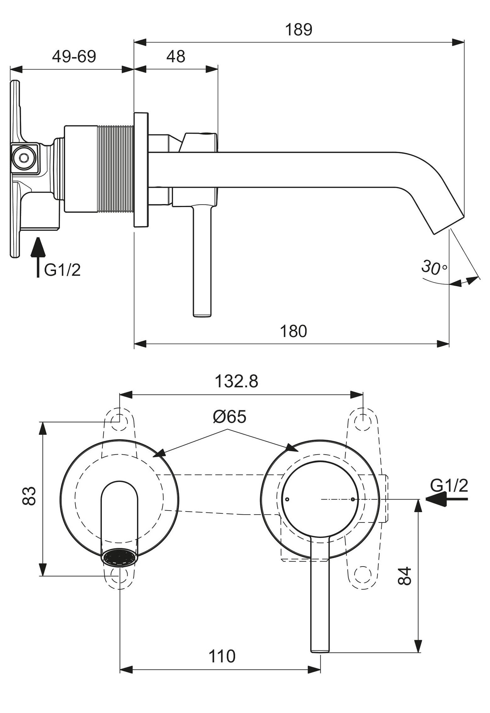 A6938AA Ceraline Ankastre Lavabo Bataryası-Chrome-KIT2