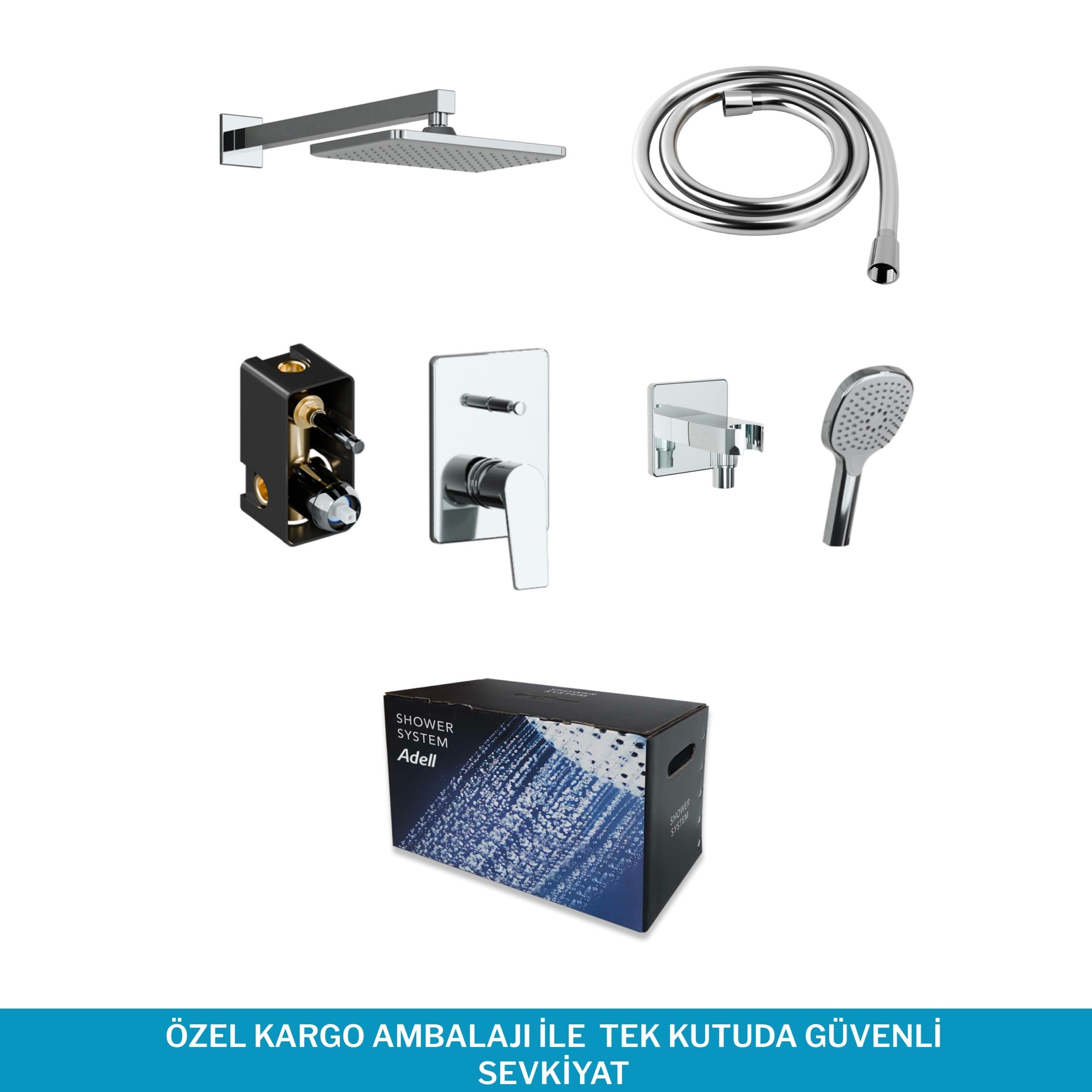 Adell Azure Optimal Ankastre Duş Seti - Krom - 2 Yollu Çıkış | 15680721