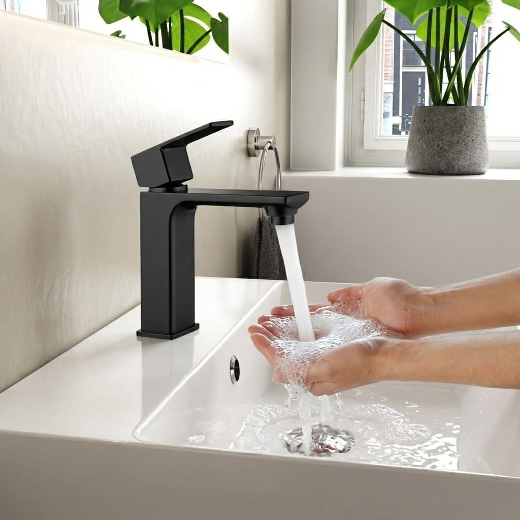 Adell Bloc Lavabo Bataryası -Mat Siyah Krom-159401024