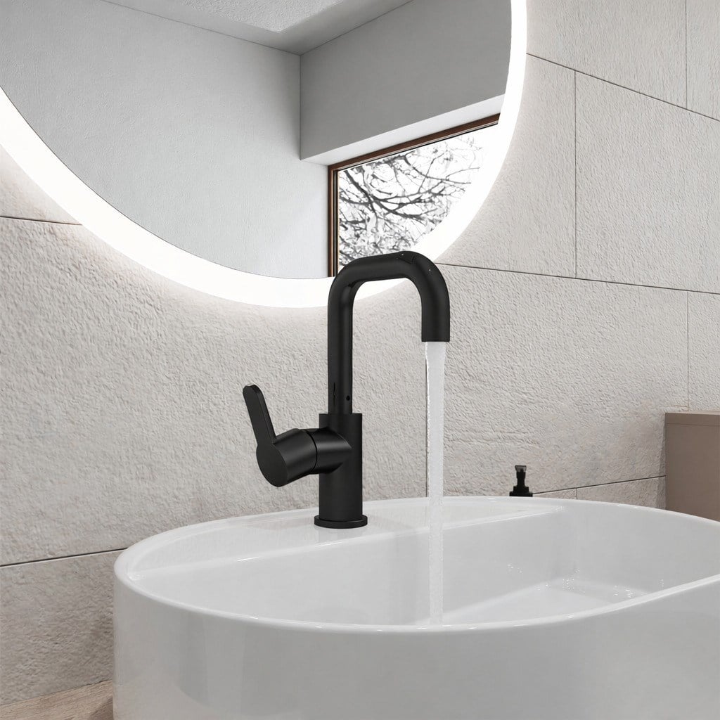 Adell Lento Kuğu Lavabo Bataryası -Mat Siyah-154922324