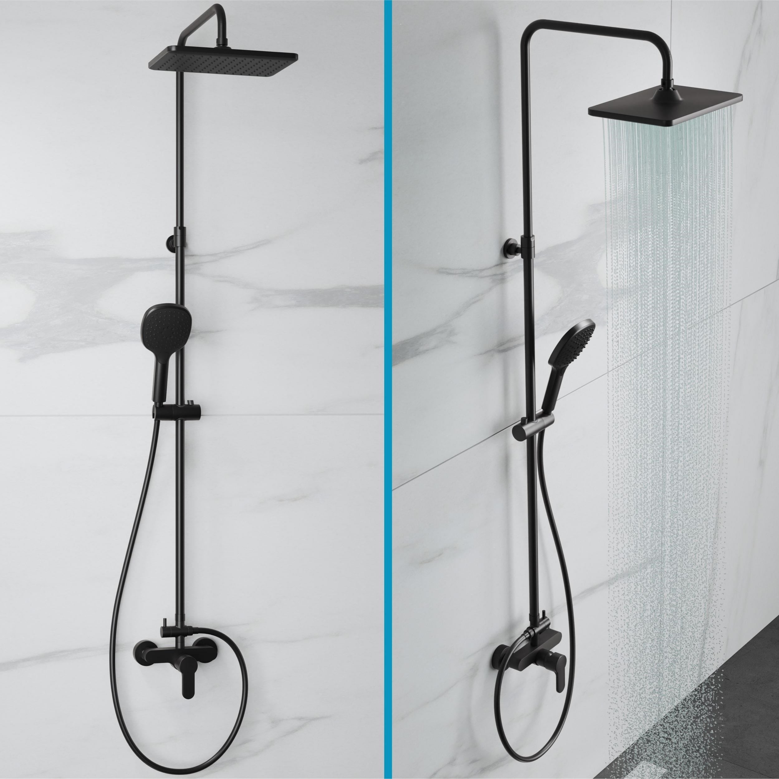 Adell Lento  Rain Duş Sistemi Mat Siyah - Duş Bataryası dahil | 157801624
