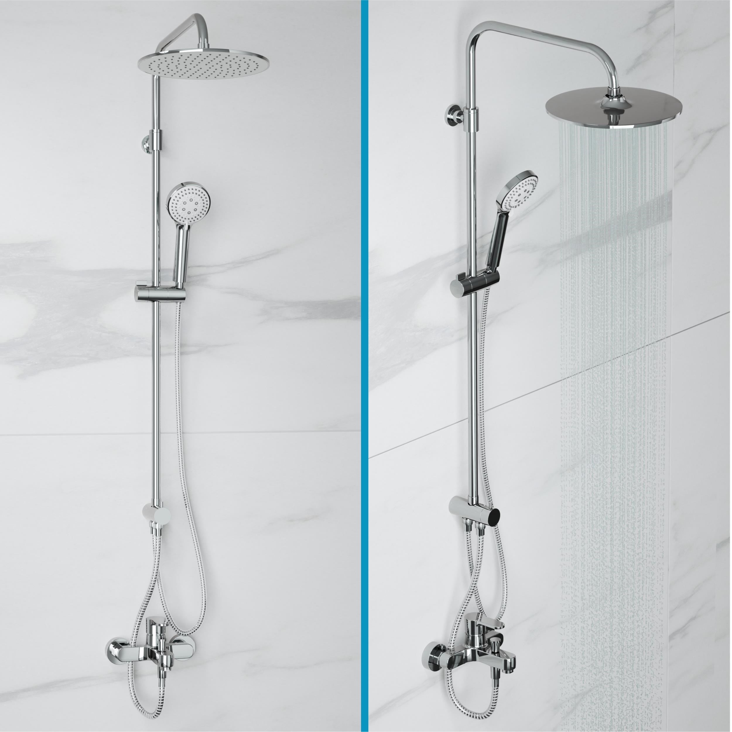 Adell Lido Rain Duş Sistemi + Lento Banyo Bataryası 2 Parça Set – Parlak Krom | ADS.35.01.01.01