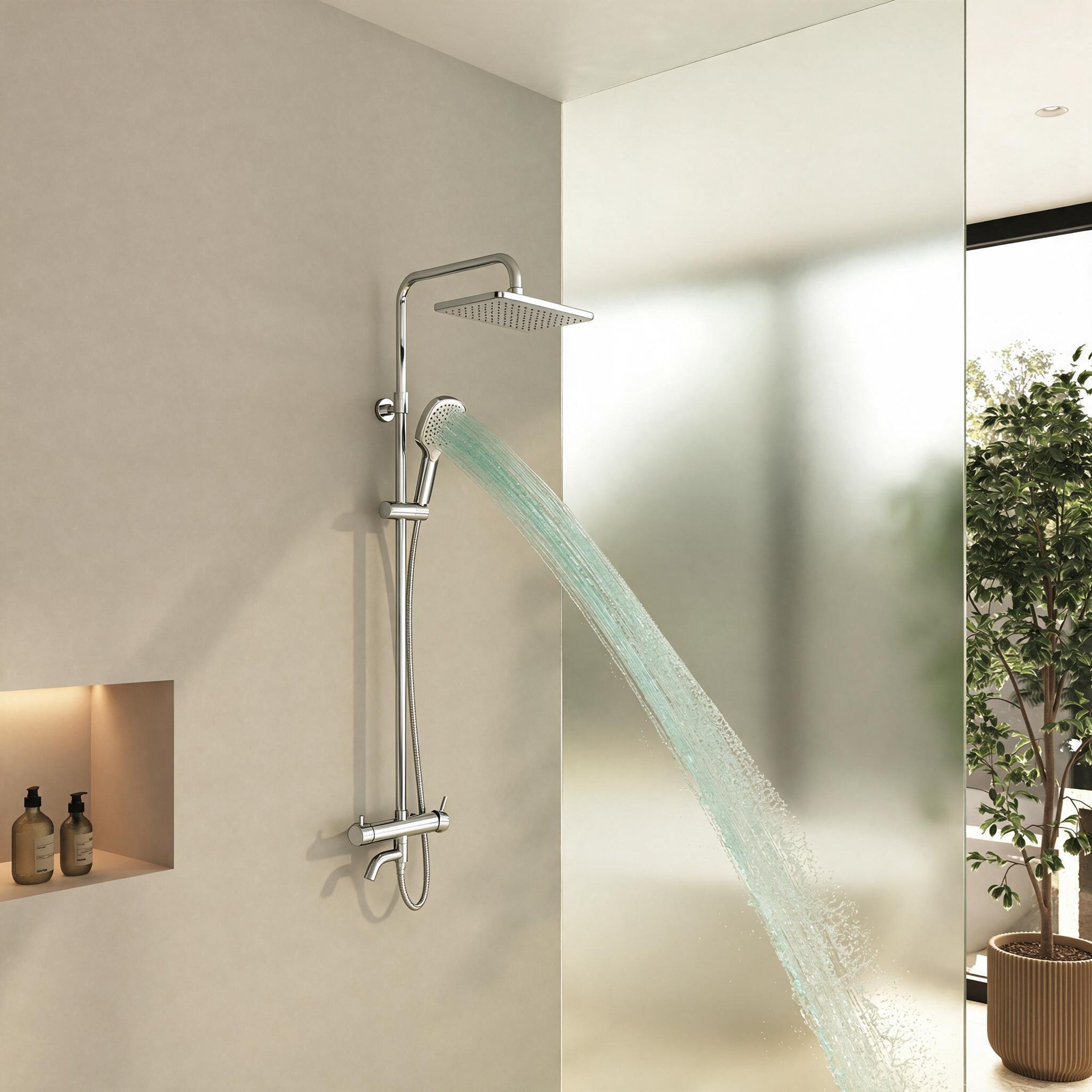 Adell Mode S Rain Duş Sistemi 3 Çıkışlı Tepe ve El Duşlu Parlak Krom | 15780221