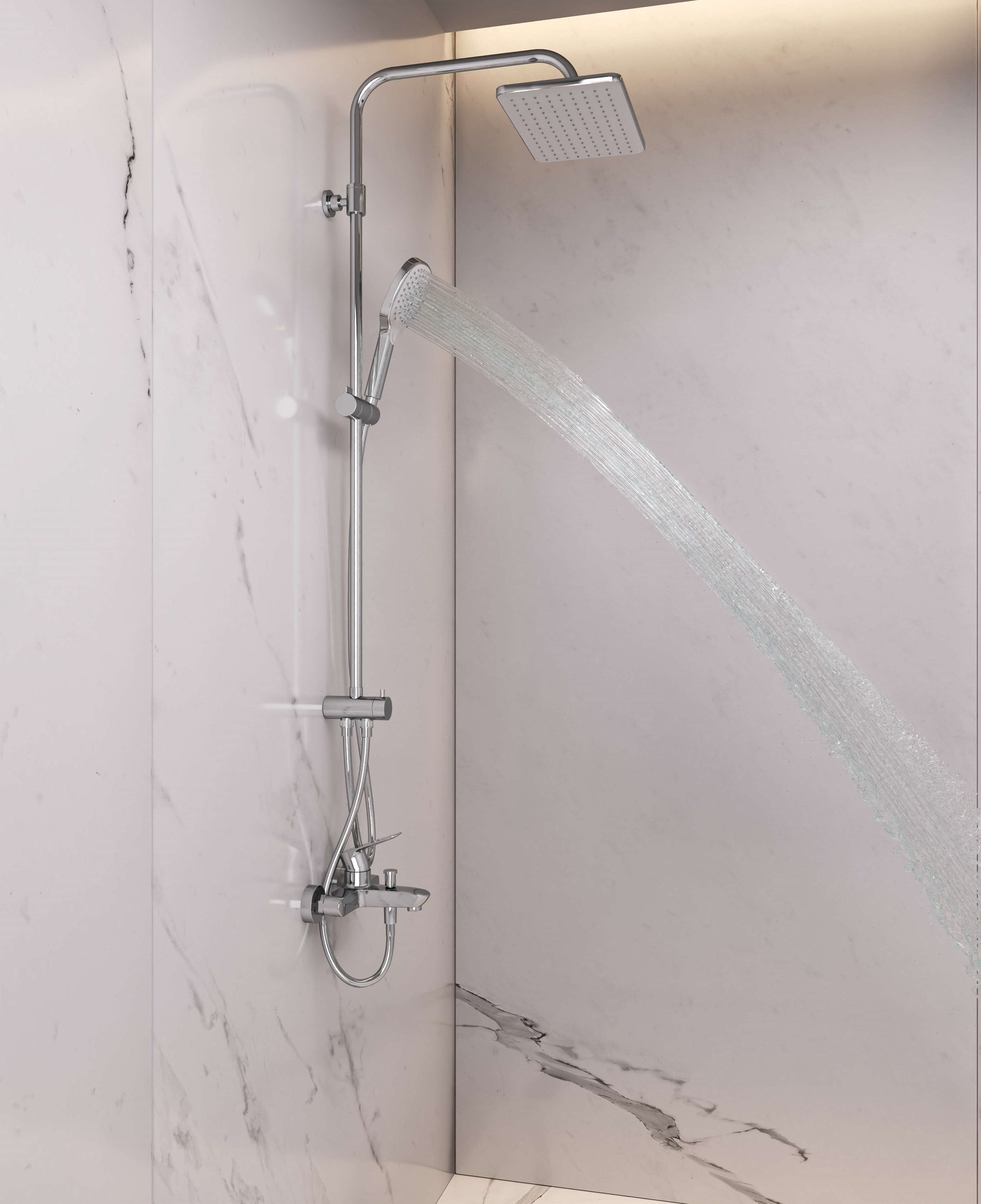 Adell Mode S  Rain Duş Sistemi + Lea Banyo Bataryası Seti (2 Parça) Parlak Krom | ADL.35.01.01.02
