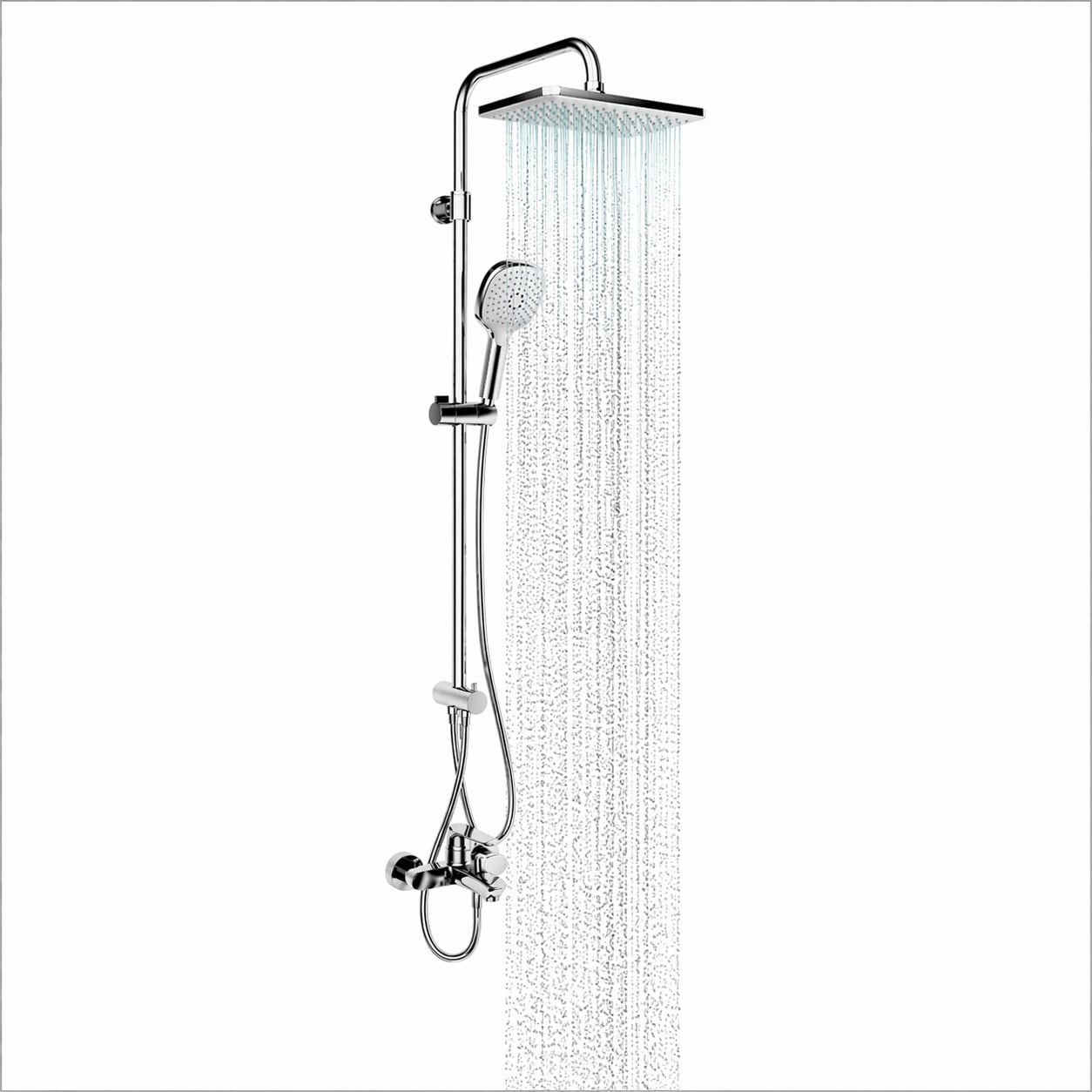 Adell Mode S  Rain Duş Sistemi + Lea Banyo Bataryası Seti (2 Parça) Parlak Krom | ADL.35.01.01.02