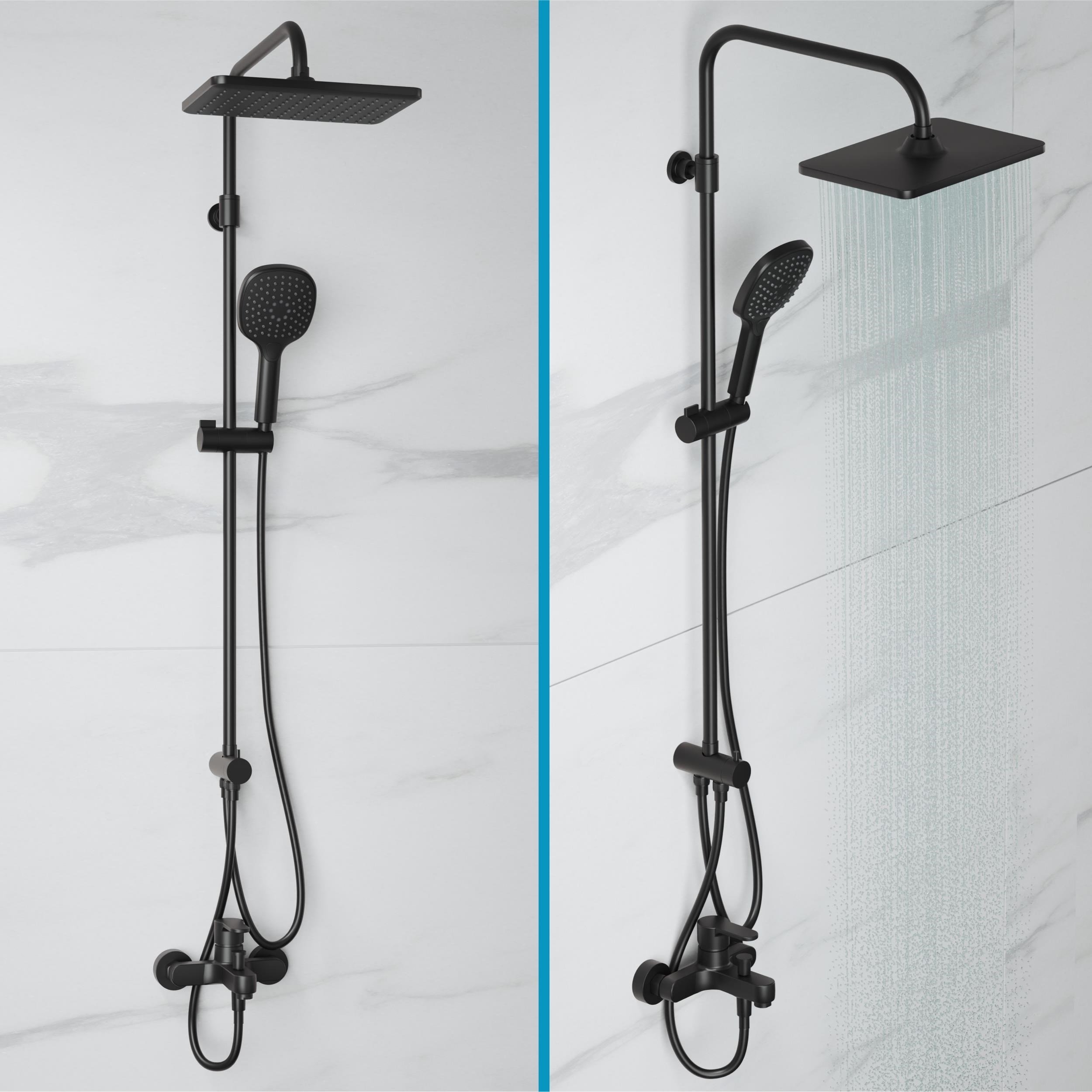 Adell Mode S Rain Duş Sistemi + Lento Banyo Bataryası 2 Parça Set – Mat Siyah | ADS.35.01.02.03