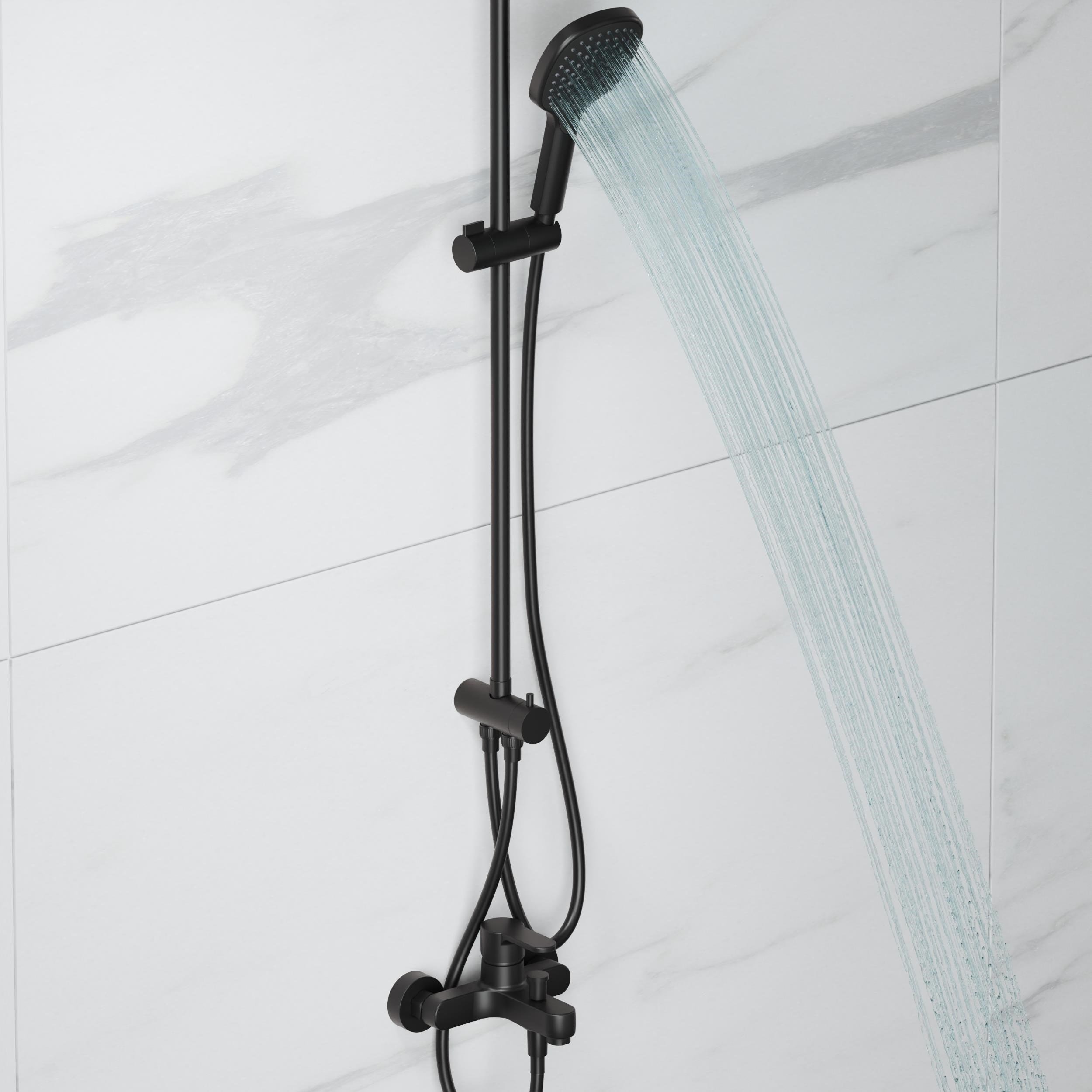 Adell Mode S Rain Duş Sistemi + Lento Banyo Bataryası 2 Parça Set – Mat Siyah | ADS.35.01.02.03