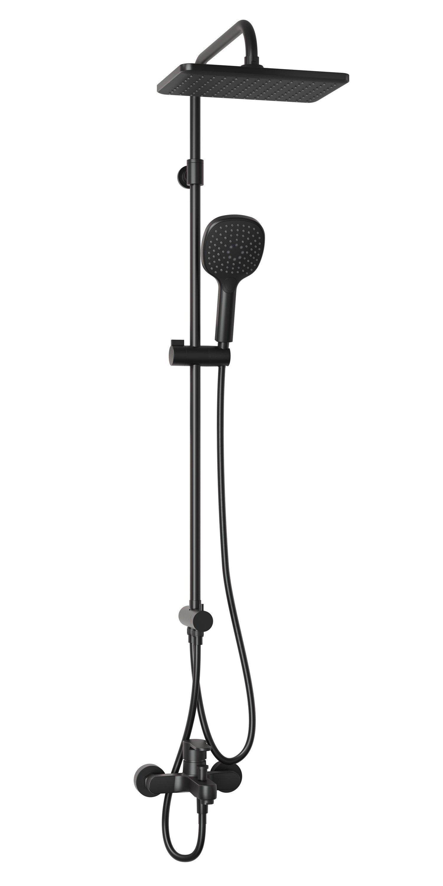 Adell Mode S Rain Duş Sistemi + Lento Banyo Bataryası 2 Parça Set – Mat Siyah | ADS.35.01.02.03