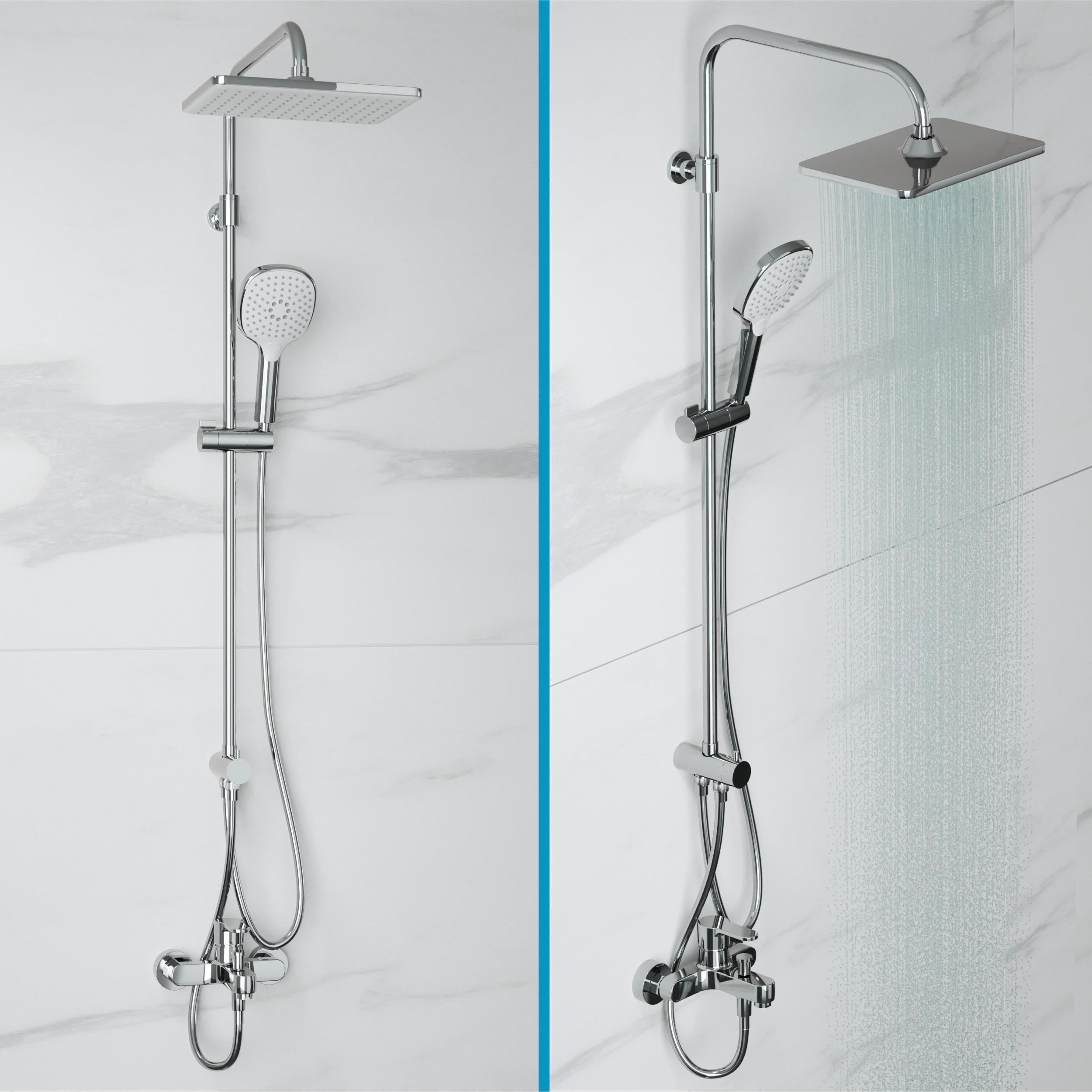 Adell Mode S Rain Duş Sistemi + Lento Banyo Bataryası 2 Parça Set – Parlak Krom | ADS.35.01.03.01