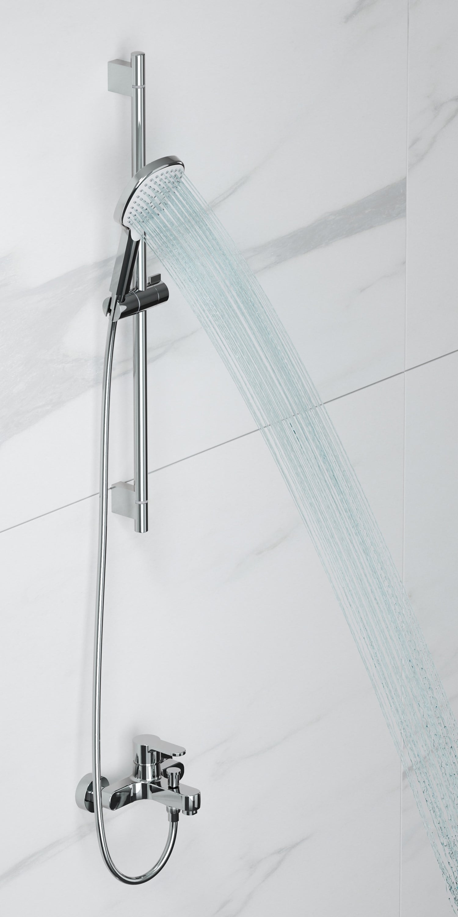 Adell Mode S Sürgülü Duş Seti - Lento Banyo Bataryası - 2 Parça – Parlak Krom | ADS.35.02.01.01