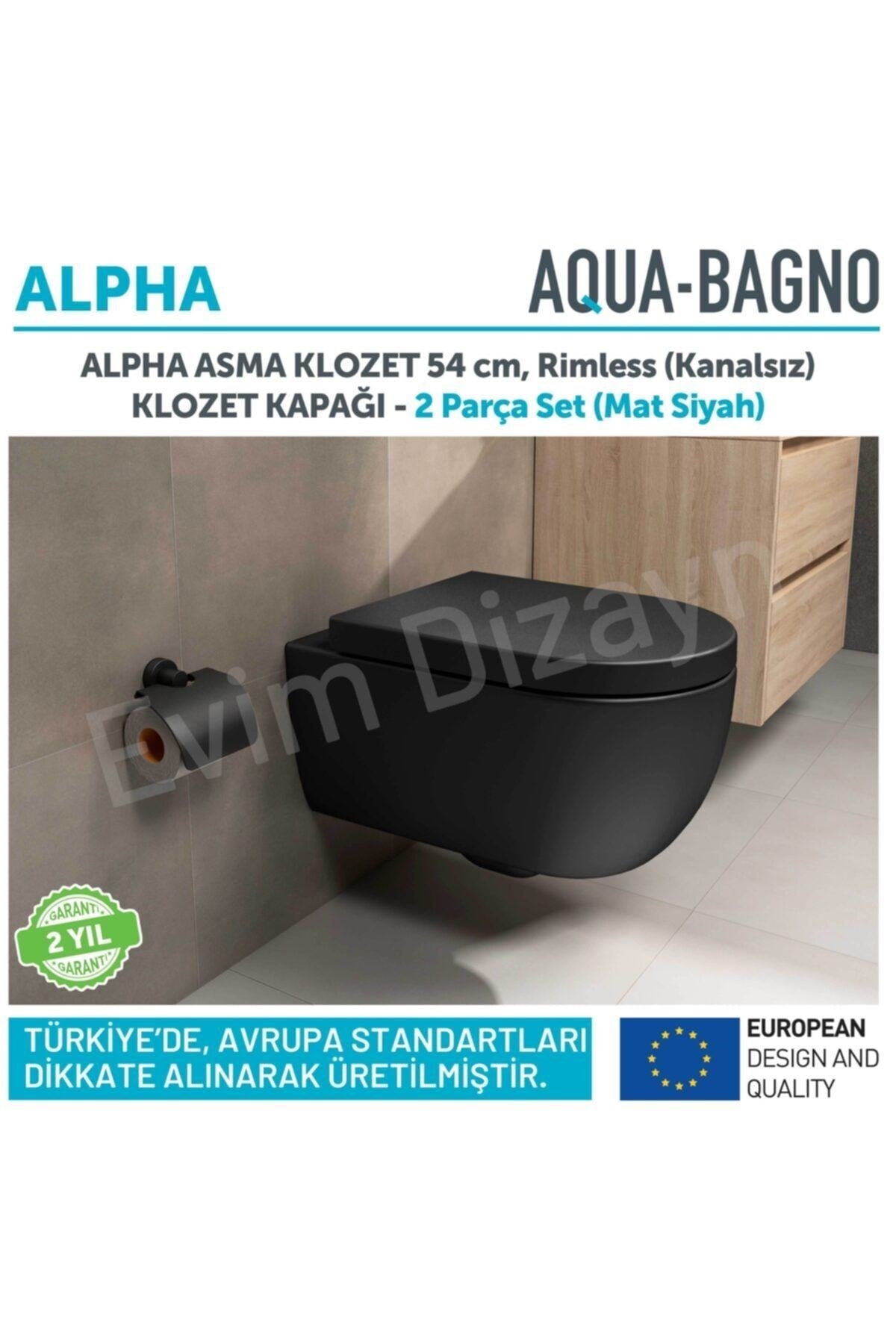 Alpha Asma Klozet Yavaş Kapanan Kapak - Mat Siyah 2'li Set | 011.003.1052.01SMT