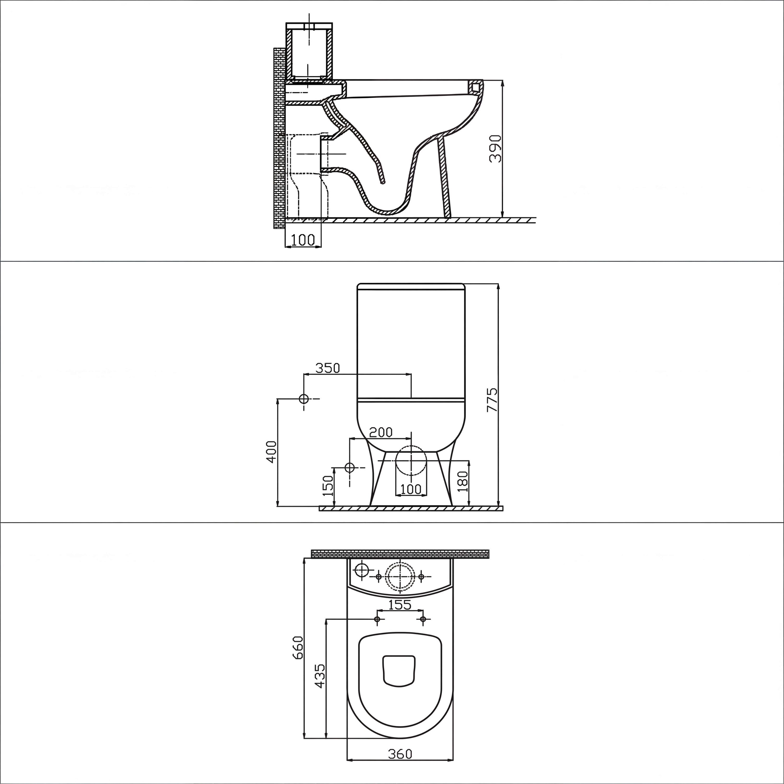 Alvit Safran Duvara Sıfır Klozet Seti 63 cm – Alttan/Arkadan Çıkışlı – Rezervuar + Kapak Dahil – Parlak Beyaz | QRS.36.04.03.03